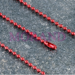 Łańcuszek kulkowy perełkowy reklamowy czerwony 150 mm 2,4 mm 1 szt